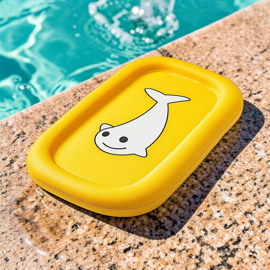 Bonyx Kids Swimming Kickboard - Junior Learning Aid for Pool - Lightweight & Safe - Bright Yellow with Shark Design - For Beginners